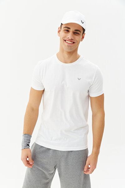 bilcee Біла чоловіча футболка з круглим вирізом, 100% бавовна, базова модель для щоденного носіння та спорту 8766