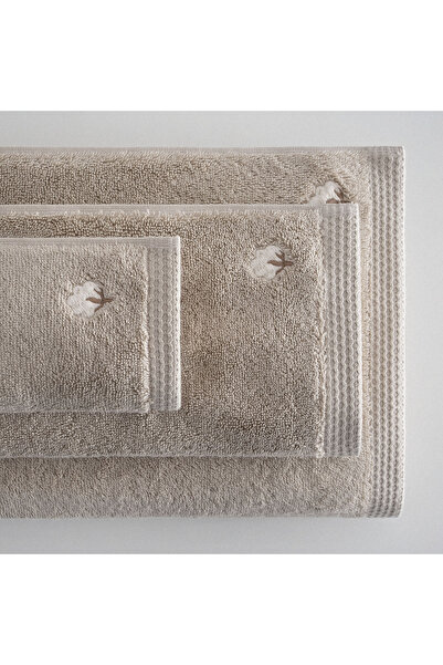 Ecocotton Набір рушників Pure Cotton з 3 предметів, 100% органічна бавовна, з вишитим бордюром у вигляді метеликів, бежевий