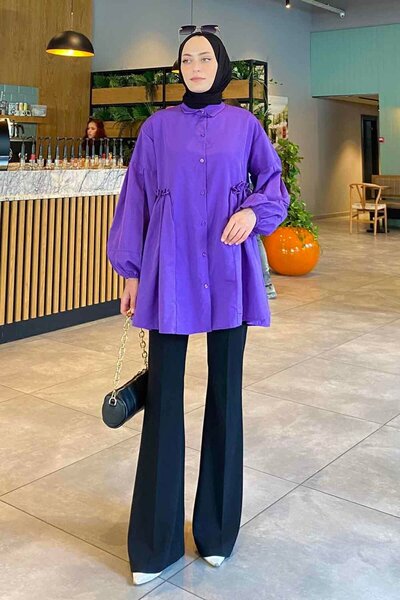 lamelif Purple Lopez Balloon Sleeve Tunic