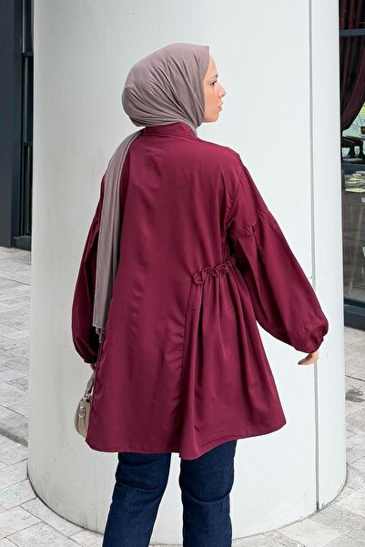 lamelif Lopez Balloon Sleeve Tunic Claret Red