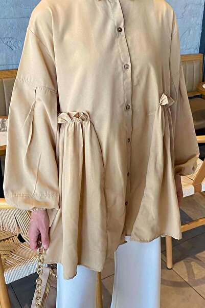 lamelif Balloon Sleeve Lopez Tunic - Milk Coffee