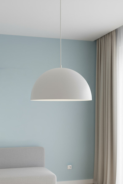 Marrien Luna Beyaz Metal Sarkıt (30 cm) | Yemek Masası Üstü Avize | Mutfak & Salon Aydınlatması