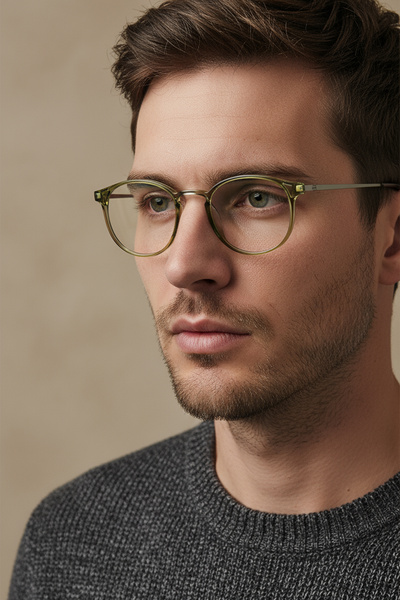 EYE OF HORUS Sitrin-2362-M C10 Khaki Acetate Blue Light Screen Glasses