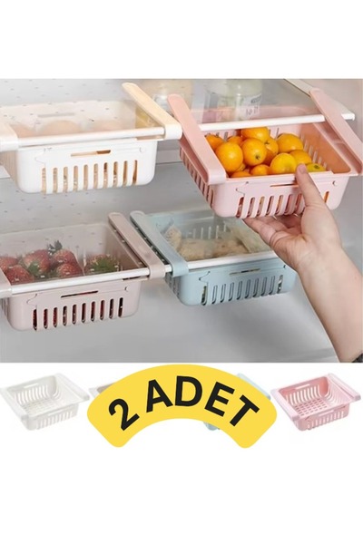 VİALEX 2 Lİ Buzdolabı Raf Düzenleyici Organizer Ayarlanabilir Çok Amaçlı Orga...