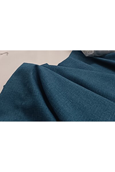 Ran Perde Mavi Hasır Keten Fon Perde - Pilesiz Dikim