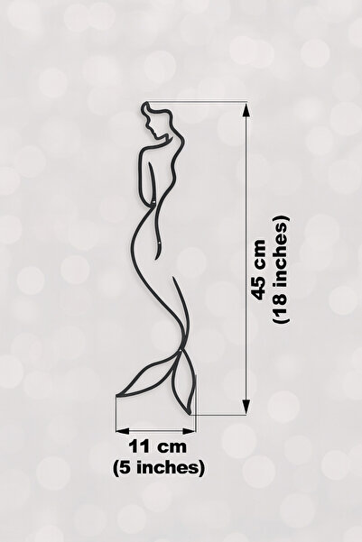 VENON 45x11 Метална русалка-риба момиче Линеен дизайн ❤️ Стена изкуство Врата горна част изкуство Стена декорация