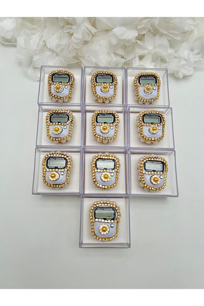 lenagiftworkshop 10 قطع من الميكا الكريمي في علبة (ميفليت-ختان-حج-عمرة) جهاز تذوق الأذكار مع حجر هدية