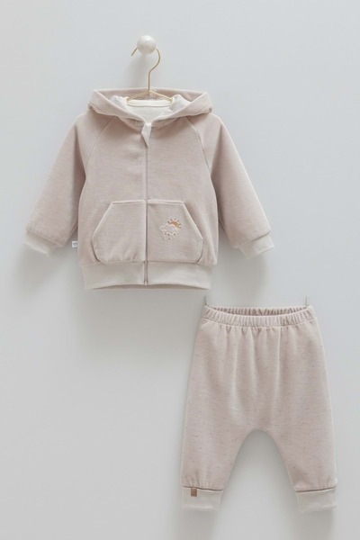 Caramell Star Point Velvet Three-Piece Bottom and Top Set Gray