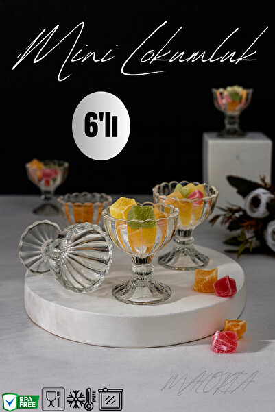 Maloria Amalune 6' Lı Ayaklı Kristal Cam Şekerlik, Lokumluk, Sunumluk