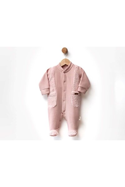 atabay Plush Detailled Fleece Booties Jumpsuit Pink