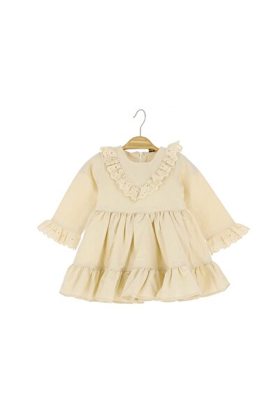 atabay Sleeveless Lace Ruffled Dress Ecru