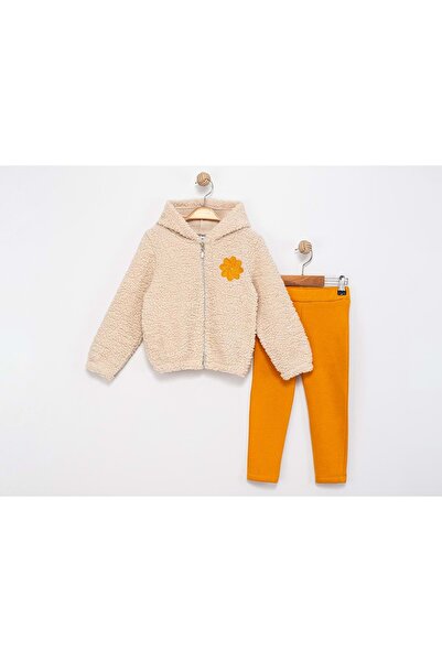 atabay Комплект трикотажни чорапогащи с качулка и три ленти в цвят горчица