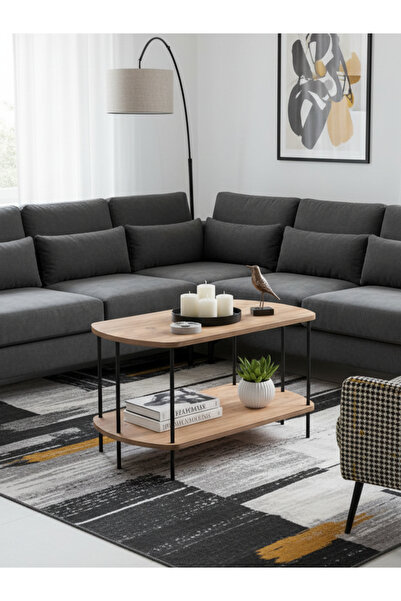 Merhaba Mobilya - Dekoratif Oval Kenar Orta Sehpa (iki katlı)