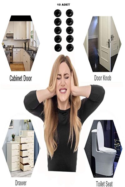 MasterCar 10 Adet Yapışkanlı Sandalye Koltuk Mobilya Ayak Keçesi Ses Ve Darbe Emici Silikon Kapı Çekmece Stope