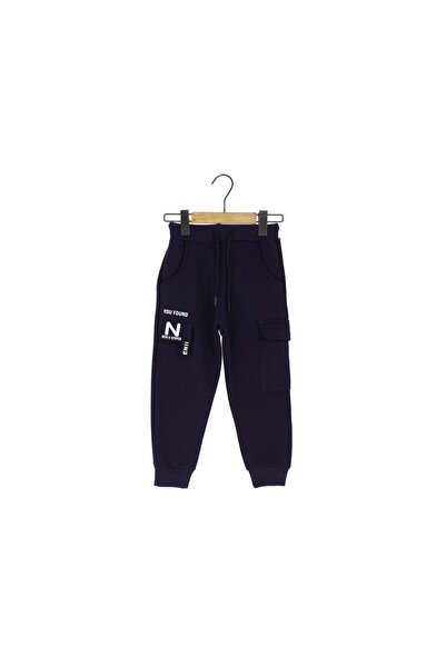 atabay بنطلون رياضي من ثلاث خيوط مع جيب مطبوع ولون أزرق داكن