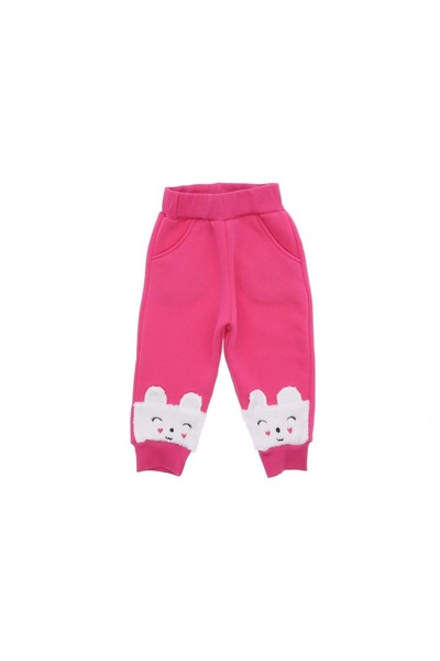 atabay Wefsoft Cat Embroidered Three-Ply Sharded Trackpants Pink