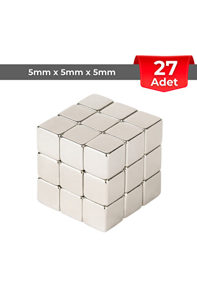NeoHobi [27 Adet] Neodyum Mıknatıs Boy: 5mm En: 5mm Kalınlık: 5mm [5x5x5] NdF...