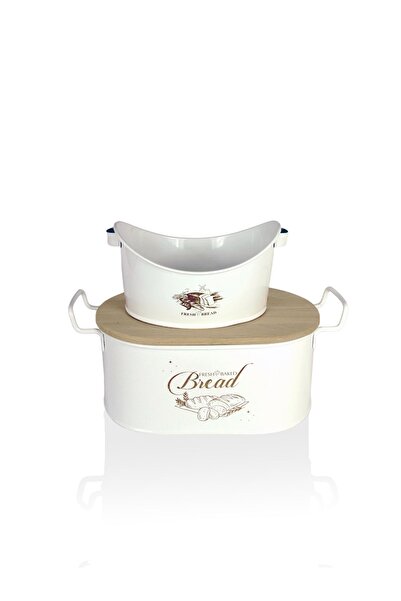 EVSTYLE White Double Bread Bowl - Boat Bread Bowl with Wooden Lid