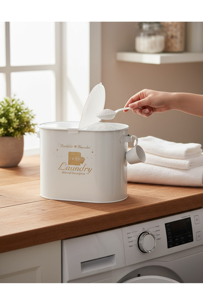 Laundry Lüx 2 Bölmeli Metal Deterjan Kutusu Beyaz 12 Lt Lr055