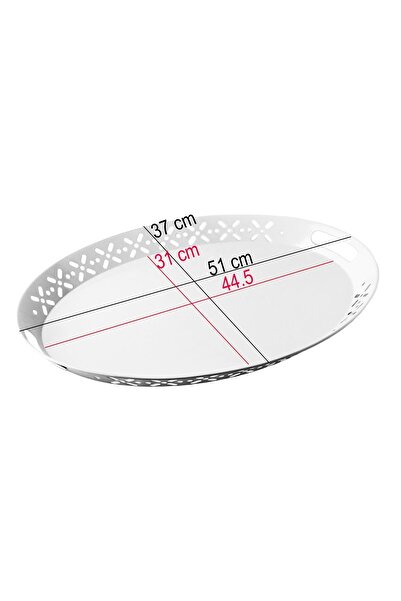 EVSTYLE Tray Metal Oval Serving White, Romantic Tray, Large Tray, Tea Coffee Tray