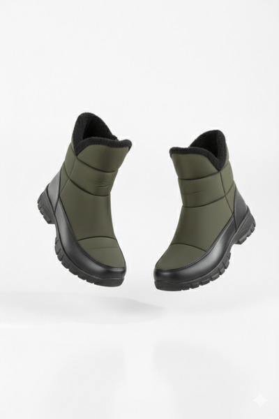 Zerenyus Snowly Μαύρες αντιολισθητικές μπότες χιονιού με γούνινη επένδυση στη σόλα και φερμουάρ