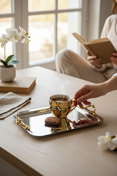 EVSTYLE صينية تقديم فضية مستطيلة