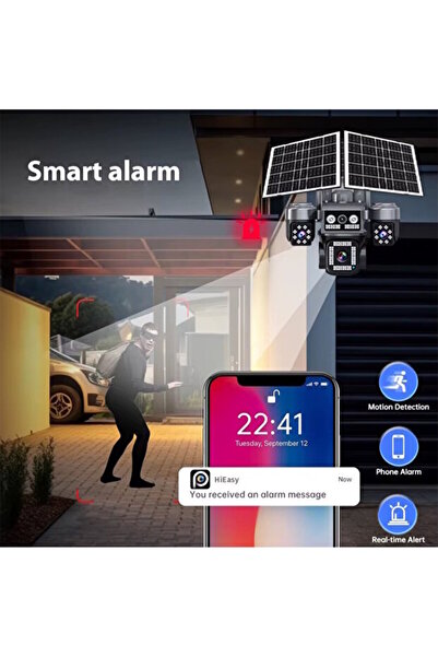 TR Charger 4 Kameralı E-SIM Güneş Enerjili Güvenlik Kamerası – Çift Güneş Paneli, SIM Kartlı AOV Akıllı Kamera