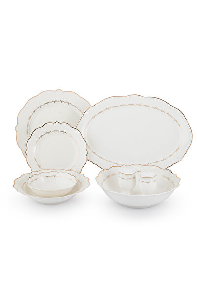 Dania 28-piece porcelain dining set with gold engraving - for 6 people