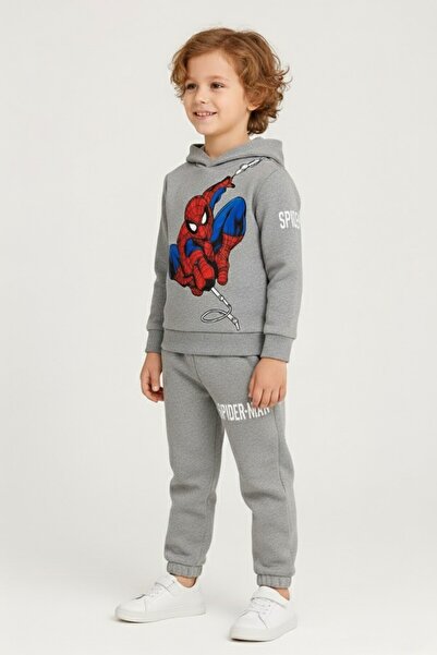 DUDO GİYİM Erkek Çocuk Örümcek Adam Baskılı Kapüşonlu Eşofman Takımı | Rahat ve Şık Günlük Takım