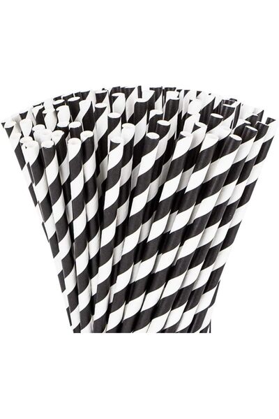 4basix Eco-Friendly Paper Straws 100 PCS Black Biodegradable & Compostable