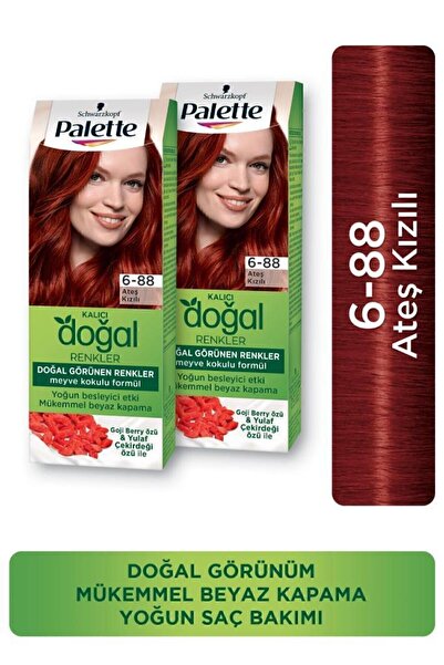 Palette Kalıcı Doğal Renkler  6-88 Ateş Kızılı Goji Berry Özü Saç Boyası
 x 2...