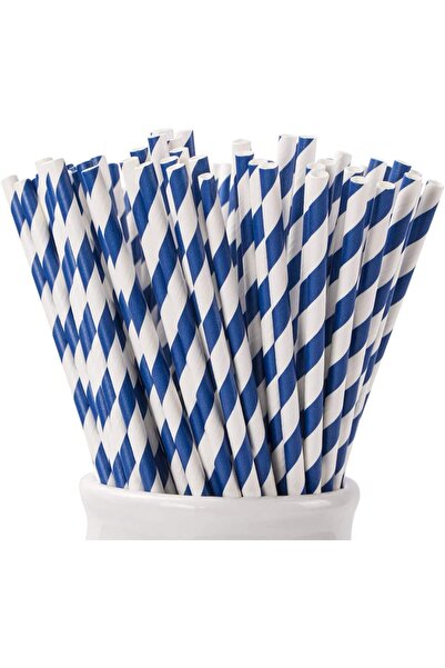 4basix Biodegradable Paper Straws (Pack of 100) - Blue