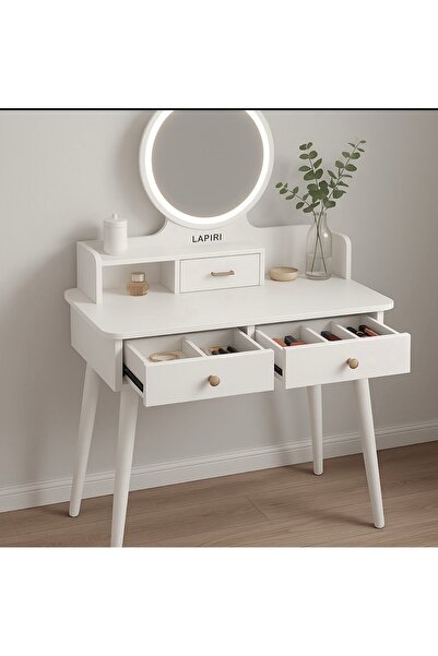 Lapiri 1.Sınıf Premium Kalite %100 Mdf Led Işıklı Aynalı Modern Makyaj Masası (MM-1005B)