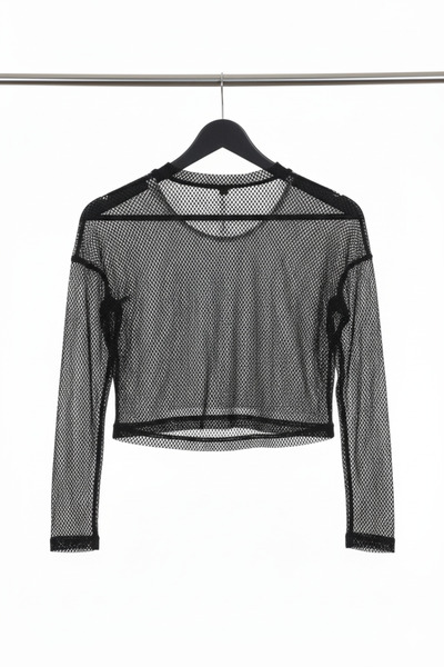 SONGÜLBERİK Girl's Mesh Top Crop Long Sleeve Black