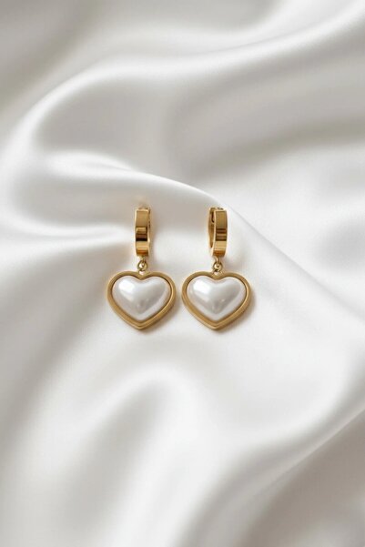 Stainless Steel Gold Color Heart Earrings for Women