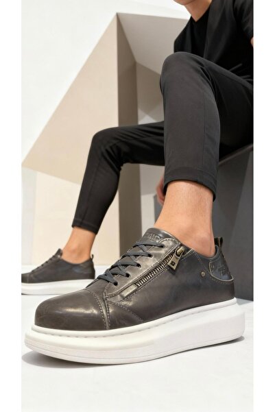 Knack Shiny Gray High Sole Casual Shoes - 555 Model