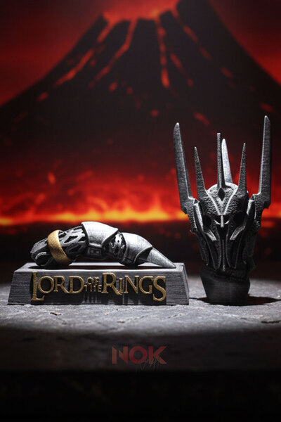 GÜRCÜ 3D Sauron Büstü ve Kesik Parmak İkili Set Yüzüklerin Efendisi - LOTR