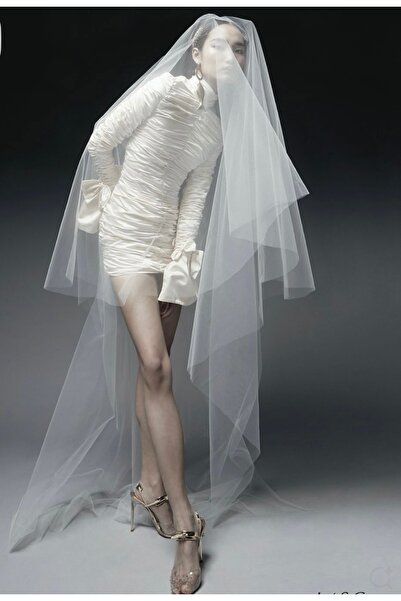 VENÜS MODA by Pınar مشط حجاب أوف وايت 300 سم مكون من طبقتين، قطع بيضاوي رقيق