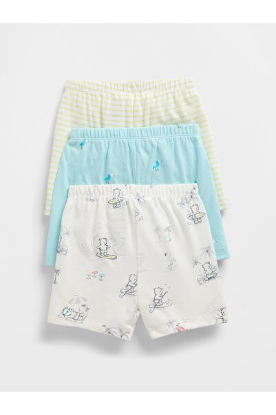 GAP Bebek Mavi 3'lü Organik Pamuk Volanlı Şort Seti