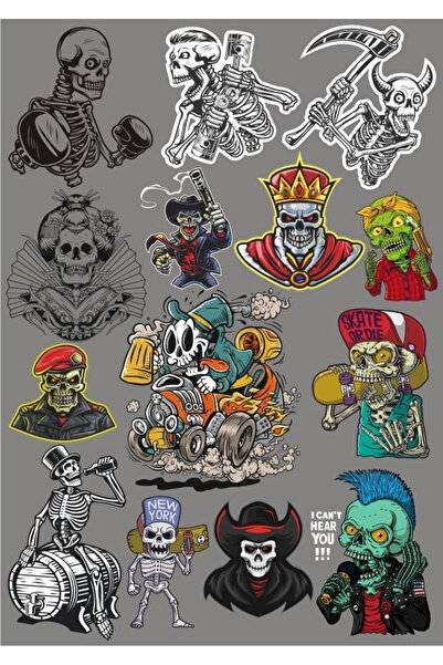 Reysa Tasarım مجموعة ملصقات هيكل عظمي مكونة من 14 قطعة للهاتف والكمبيوتر اللو...