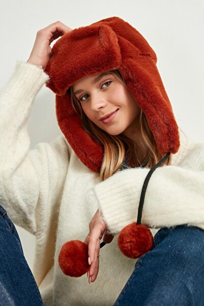 BALIENTE Плюшева жіноча шапка-біні - штучна, з хутром і вушками