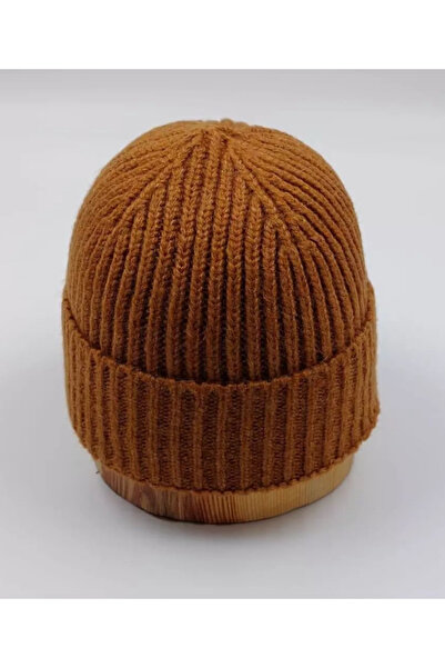 BALIENTE Unisex Ribbed Beanie - Σχέδιο από καφέ μαλλί
