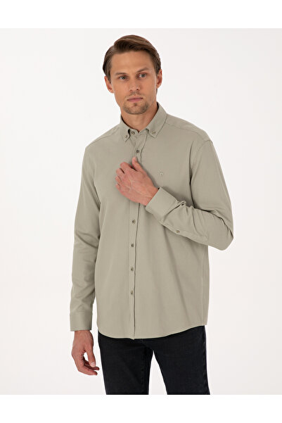 Pierre Cardin Su Yeşili Regular Fit Uzun Kollu Gömlek 50316736-VR048