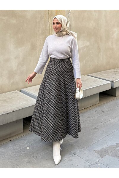 Moda Lippa Коротка спідниця в клітинку Klos Спідниця коричнева