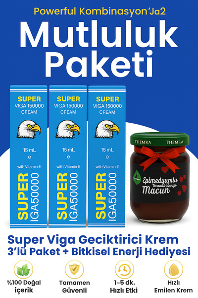 Viga Erkeklere Özel 3’lü Masaj Kremi 15 mL + 240 g Bitkisel Macun Hediye Paket