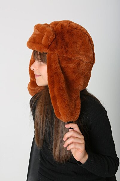 BALIENTE Girl's Beret Hat - Tile Plush, Fur and Snaps