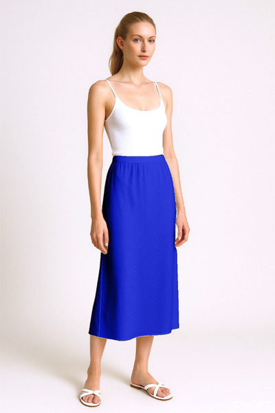 Kahra Collection Сакс Синій Повний Розмір Юбка Підкладка Довга Підкладка