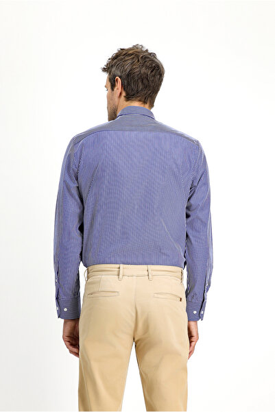 Kiğılı Cămașă clasică din bumbac cu dungi cu mânecă lungă