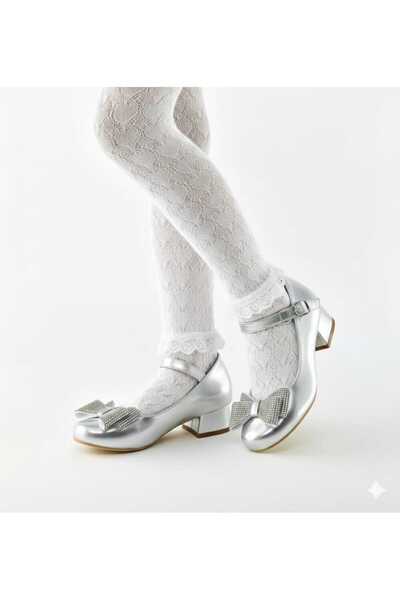 Julshen فستان سهرة بناتي بفيونكة وكعب عالٍ