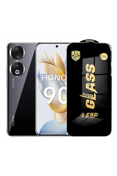 Flippy Protector de ecran pentru Honor 90 Smart (Flippy) — sticlă securizată ESD de 0,35 mm, margini negre, antistatică